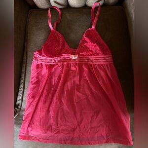 Adore Me pink/coral mesh camisole